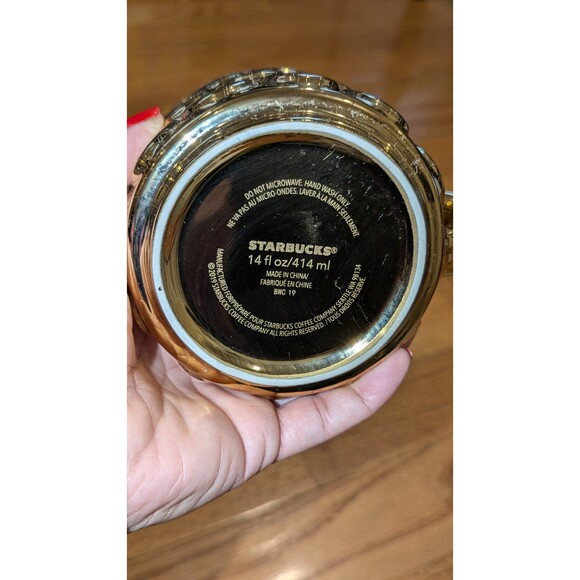 Starbucks 2019 Gold Ceramic Siren Scales Coffee Mug Cup - Picture 5 of 5